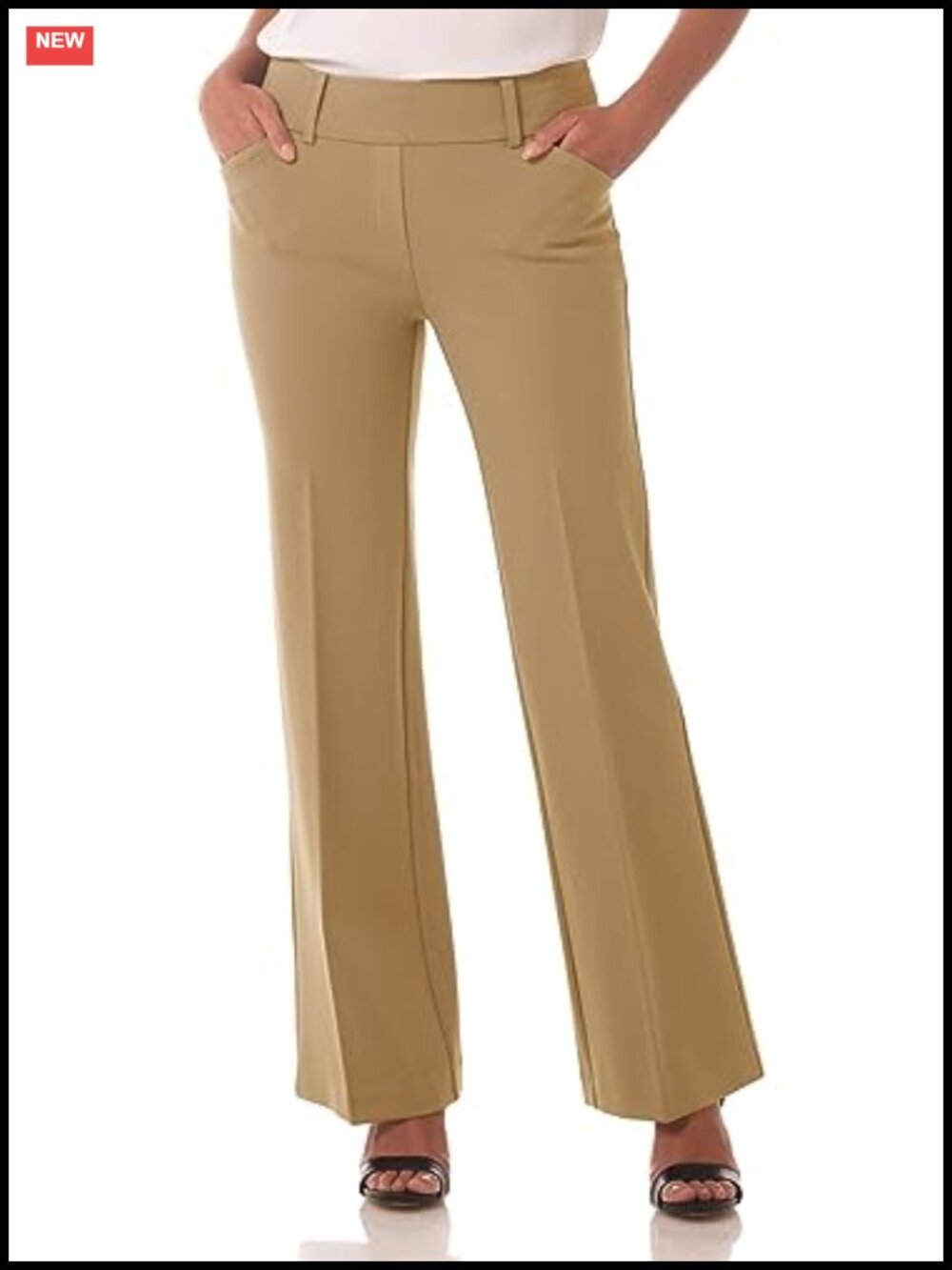 Wide Leg Pull-On Yoga Dress Pants with Tummy Control